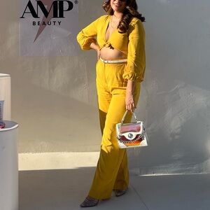 Kittenish Stila Tie Front Jumpsuit / M